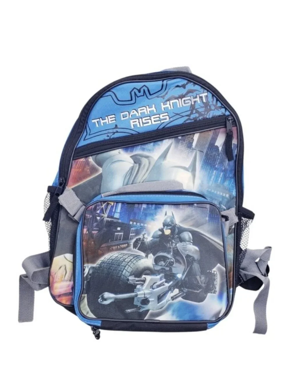 Batman The Dark Knight Rises Backpack Blue & Black With Detachable Lunchbox